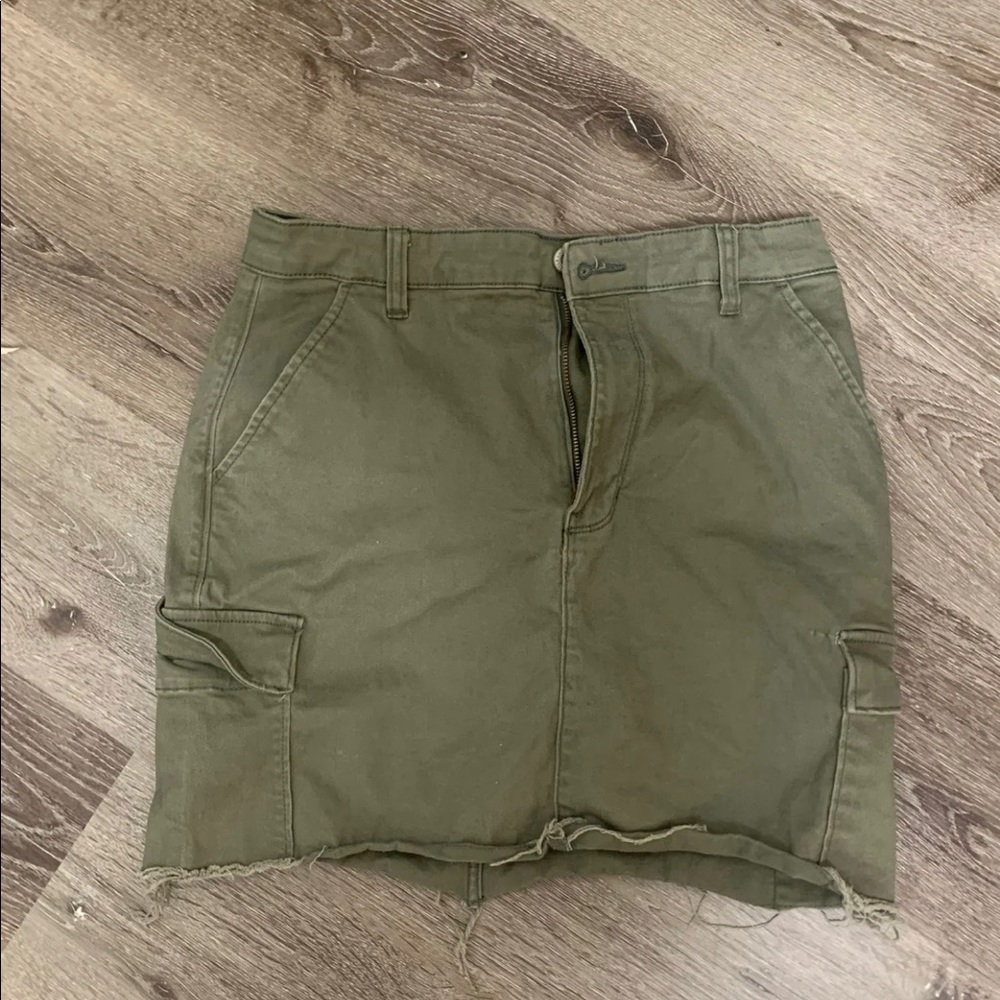 Hollister army green denim skirt